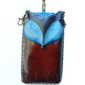 Genuine Handmade Leather Fox Phone Case / Cross-body