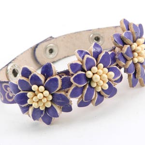 Genuine Handmade Leather Three Flower Bracelet