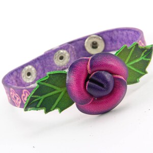 Genuine Handmade Leather Rose Flower Bracelet