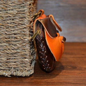 handmade leather dog with bone wristlet coin purse wallet pug