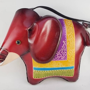 Handmade Genuine Leather 3D Elephant Purse / Crossbody