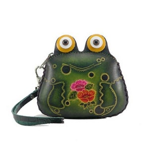 Genuine Handmade Leather Frog Wristlet / Coin Purse / Wallet