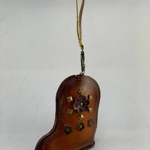 Genuine Handmade Leather Cowboy Boot Ornament / Wristlet / Coin Purse