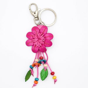 Handmade Leather Flower Keychain: Car Pendant, Bag Charm