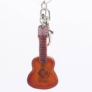 Handmade Leather guitar Key chain bag charm personalized