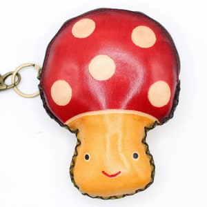 Genuine Handmade Leather Mushroom Coin Purse/Wristlet/Wallet
