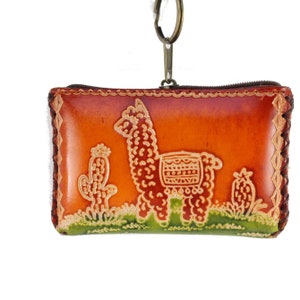 Genuine Handmade Leather Llama Rectangle Coin Purse