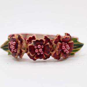 Genuine Handmade Leather Three Rose Flower Bracelet