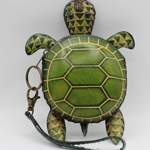 Genuine Handmade Leather Sea Turtle Coin Purse/Wallet/Coins Bag - Cartoon Mini Bag/Animal Small Bag/Wristlet