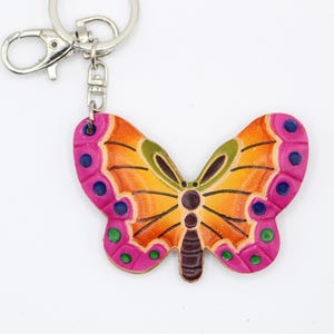 Genuine Handmade Leather butterfly Keychain