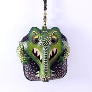 Genuine Handmade Leather Crocodile Wristlet / Coin Purse / Wallet