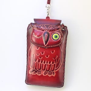 Handmade Genuine Leather Owl Cell Phone Case / iPhone / Samsung Note 3