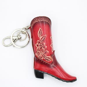 Handmade leather cowboy boot key chain