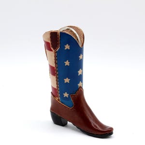 Handmade leather cowboy boot key chain American flag