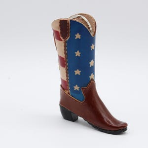 Handmade leather cowboy boot key chain American flag