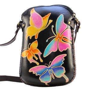 Genuine Handmade Leather Butterfly Purse / Crossbody/ Phone Bag, Shoulder Bag, Mini Bag, Animal-themed Bag
