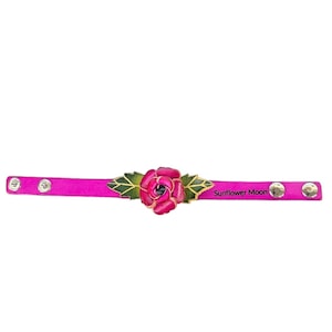 Genuine Handmade Leather Rose Bracelet Jewelry with personalize name drop Valentine's Day gift