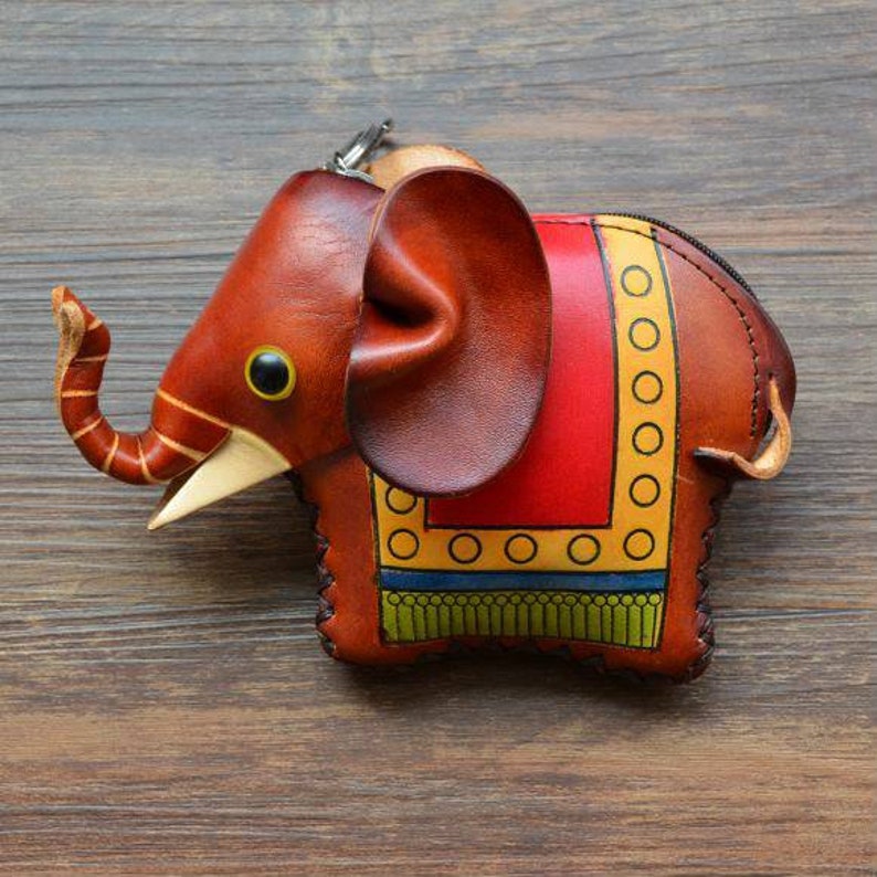 Genuine Leather Baby Elephant Wristlet / Coin Purse / Wallet