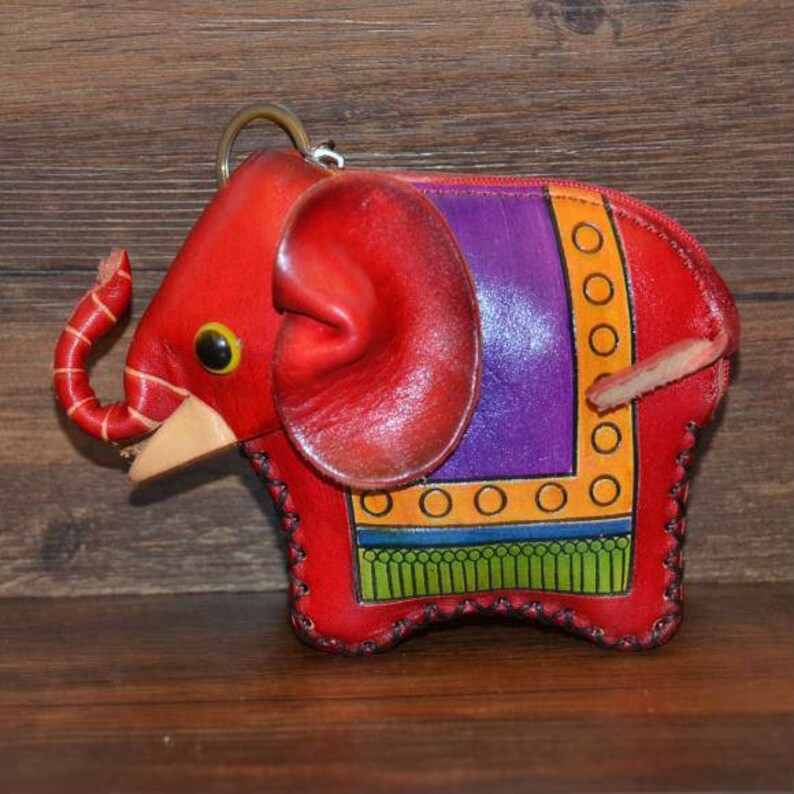 Genuine Leather Baby Elephant Wristlet / Coin Purse / Wallet