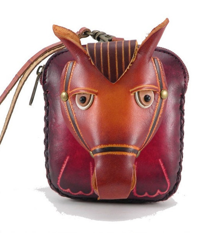 Genuine Handmade Leather Horse Wristlet / Coin Purse / Wallet