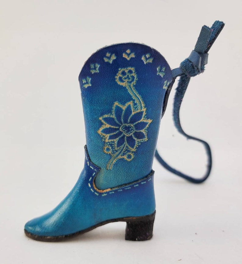 Genuine Handmade Leather Cowboy Boot Ornament