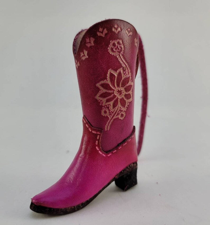 Genuine Handmade Leather Cowboy Boot Ornament