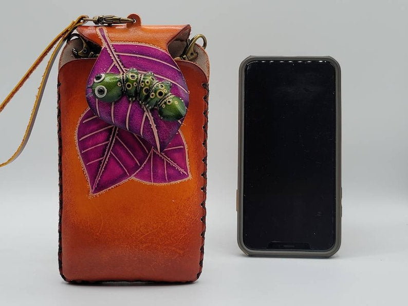 Caterpilar on Leaf Cell Phone Case / iPhone Case purse