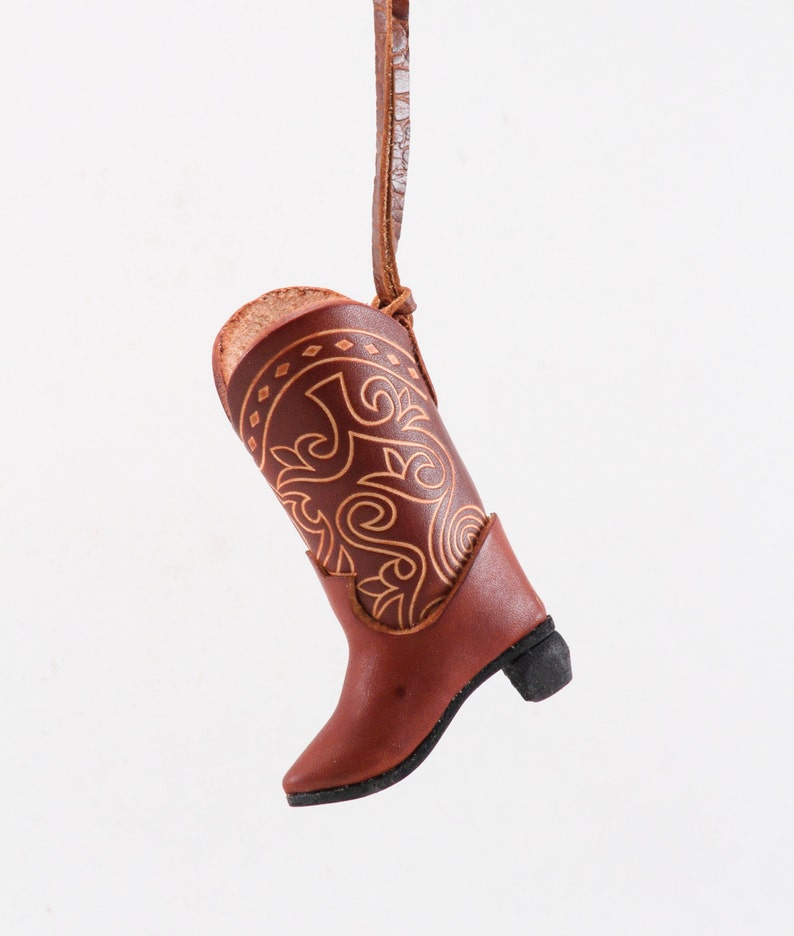 Genuine Handmade Leather Cowboy Boot Ornament