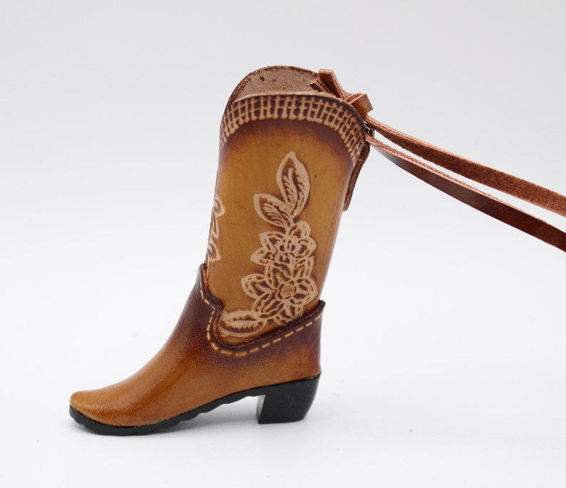 Genuine Handmade Leather Cowboy Boot Ornament