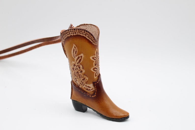 Genuine Handmade Leather Cowboy Boot Ornament