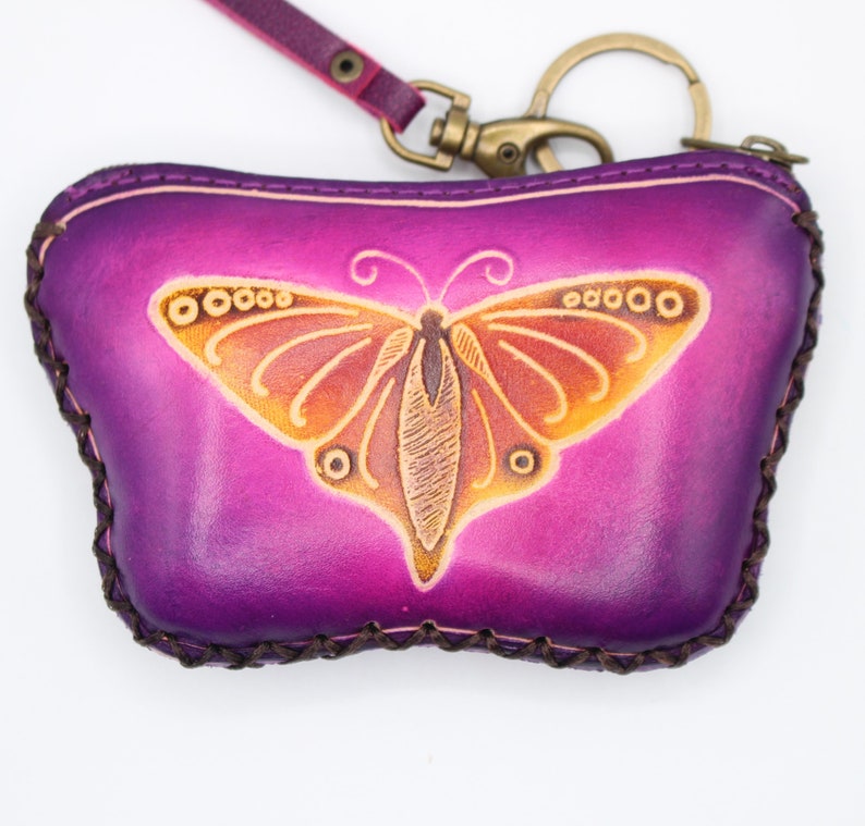 Genuine Handmade Leather Butterfly Coin Purse / Wallet
