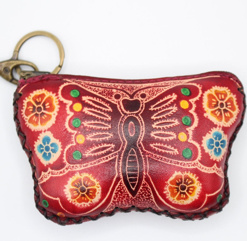 Genuine Handmade Leather Butterfly Coin Purse
