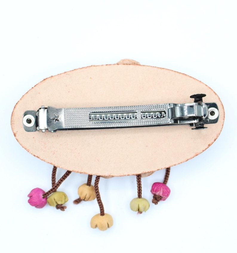 Genuine Handmade Leather Flower Barrette with Stick/Clip