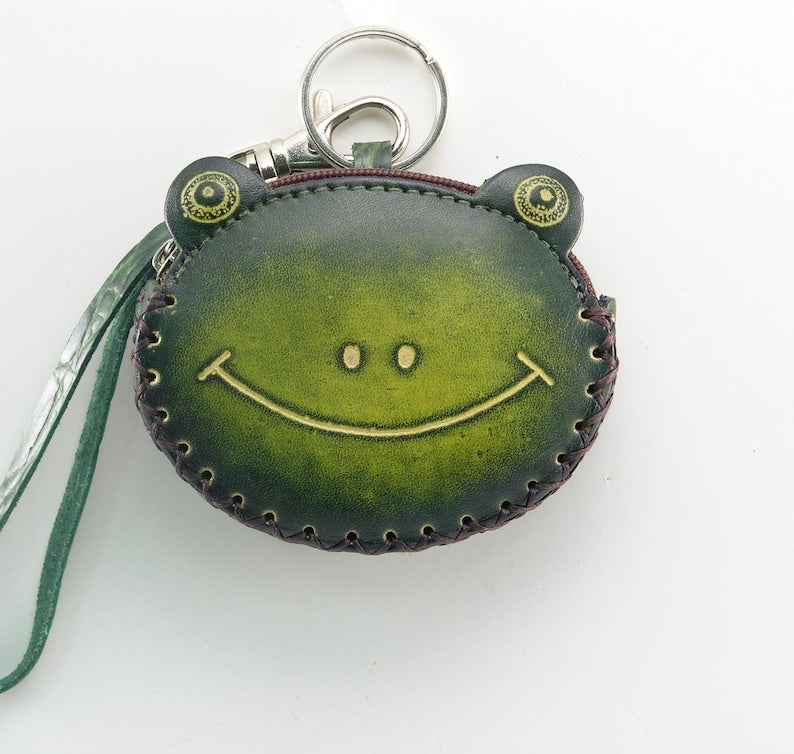 Genuine Handmade Leather Frog Wristlet / Coin Purse / Wallet