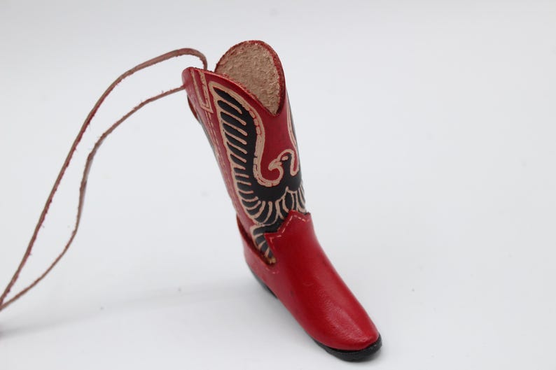 Genuine Handmade Leather Cowboy Eagle Boot Ornament