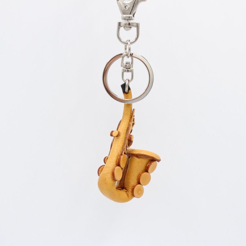 Genuine Handmade Leather Saxophone Keychain