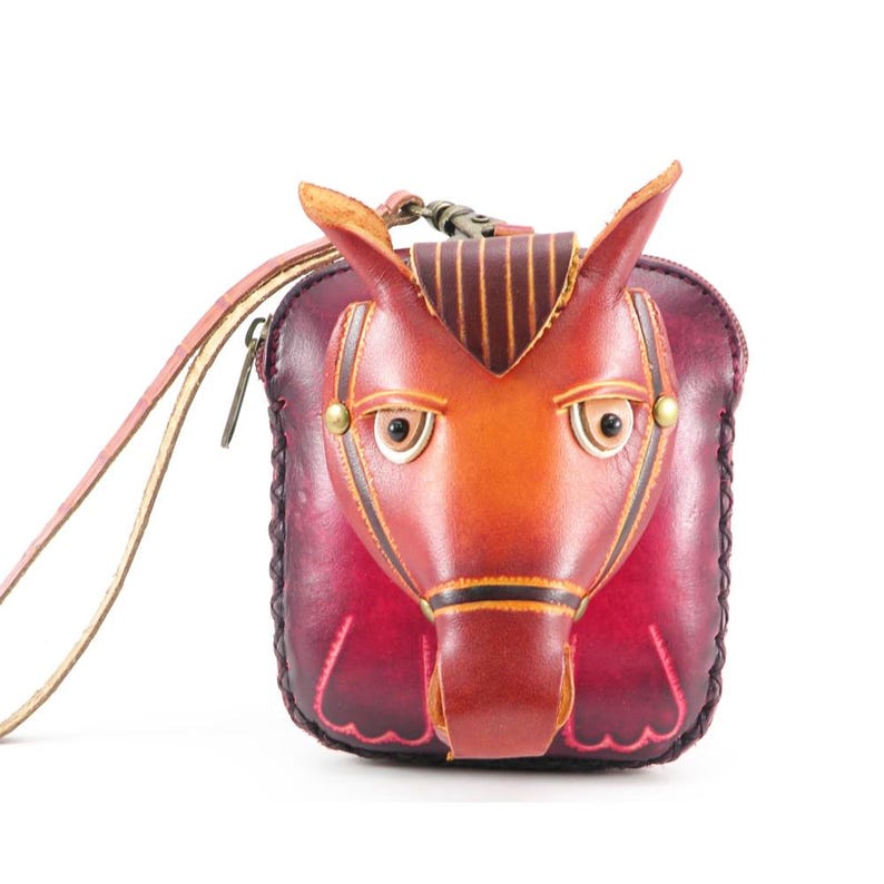Genuine Handmade Leather Horse Wristlet / Coin Purse / Wallet