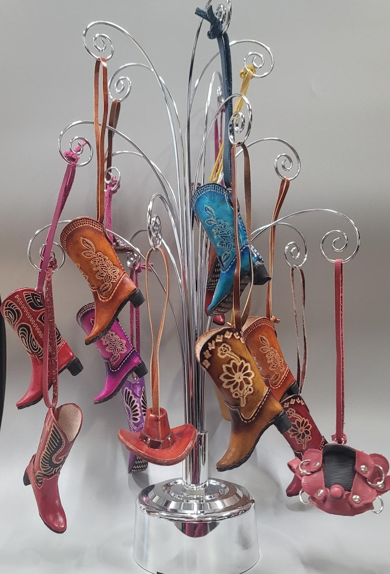 Genuine Handmade Leather Cowboy Boot Ornament