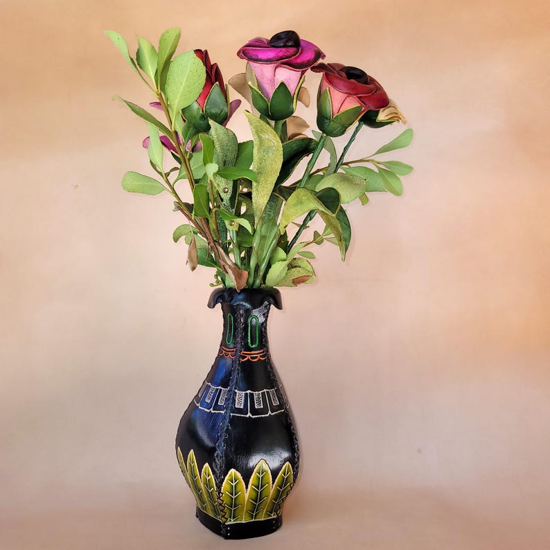Genuine Handmade Leather Rose Flower 3rd anniversary gift Valentine's Day home decor