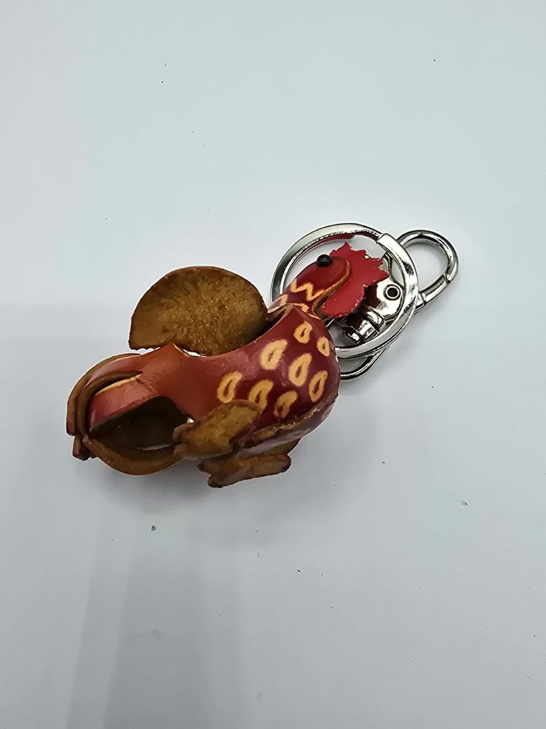 Handmade Leather chicken Key chain