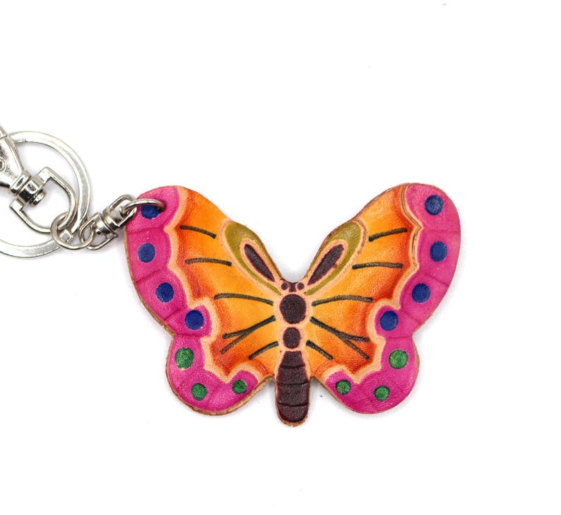 Genuine Handmade Leather butterfly Keychain