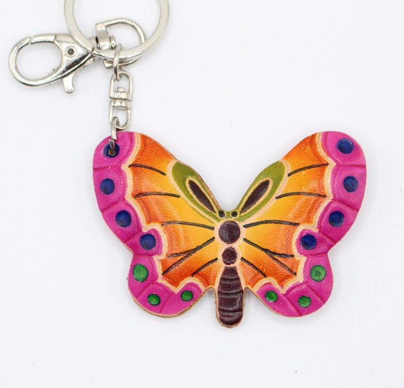 Genuine Handmade Leather butterfly Keychain