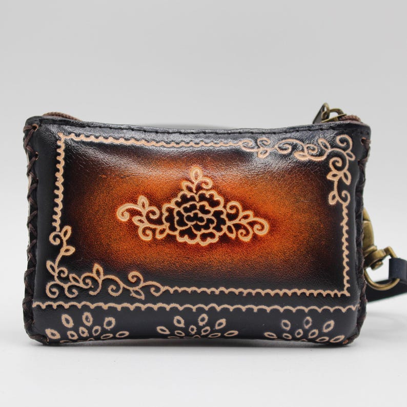 Guitar Handmade Leather Rectangle Coin Purse/Wallet