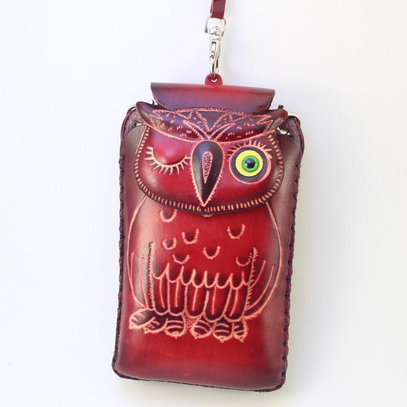 Handmade Genuine Leather Owl Cell Phone Case / iPhone / Samsung Note 3