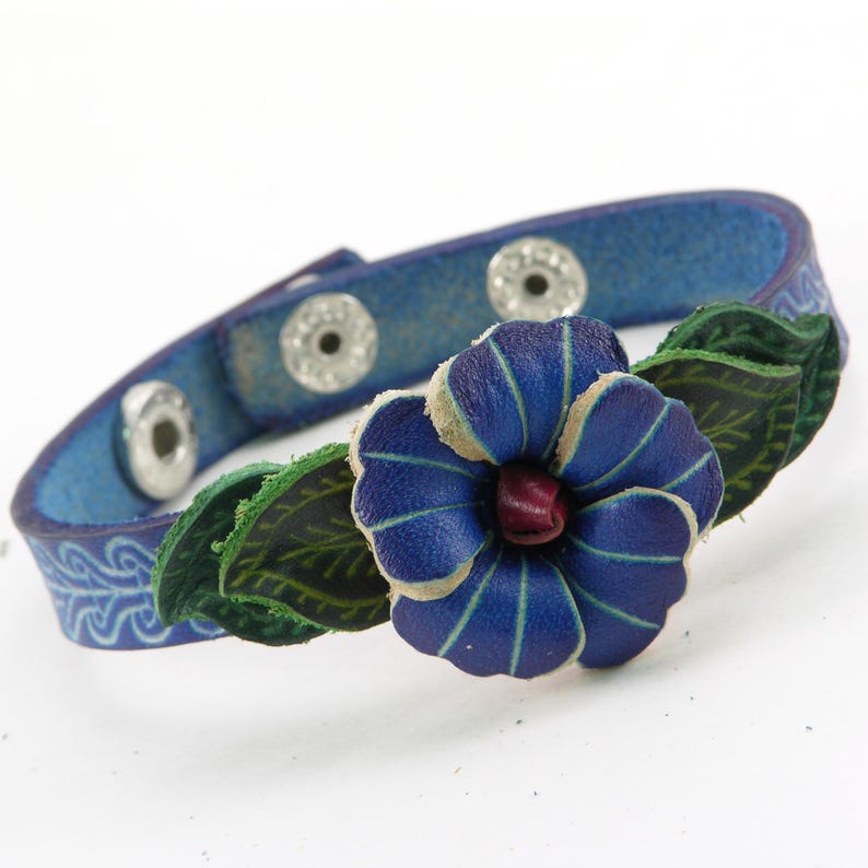 Genuine Handmade Leather flower Bracelet