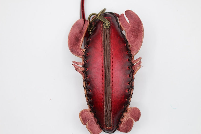 Genuine Handmade Leather lobster Coin Purse / Wallet