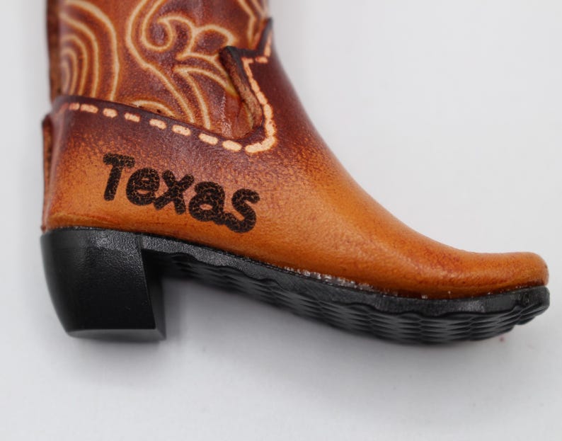 Handmade leather cowboy boot key chain personalized name drop