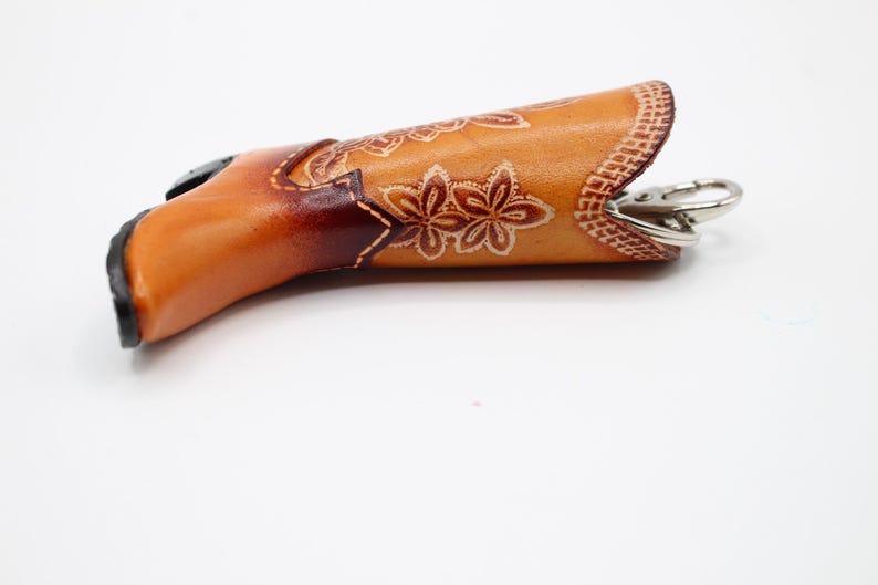 Handmade leather cowboy boot key chain