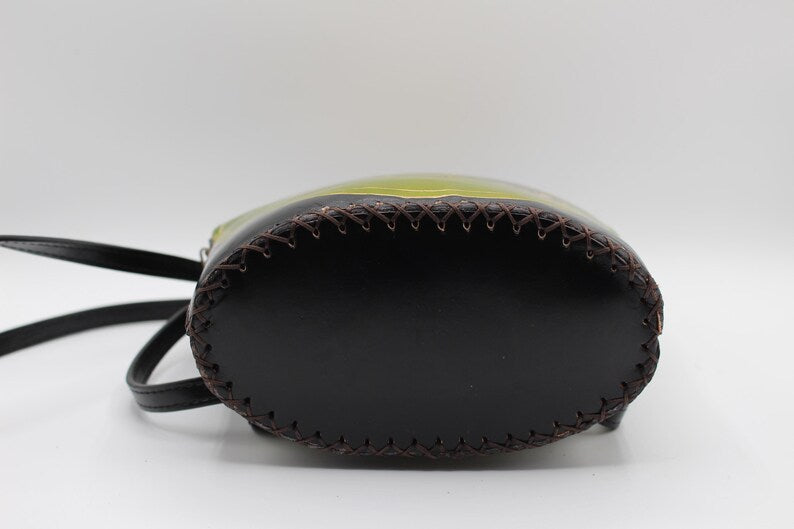 Handmade Genuine Leather Alien-shaped Backpack / Cross-body Bag, Backpack, Hand-painted Craft Bag, Creative Backpack