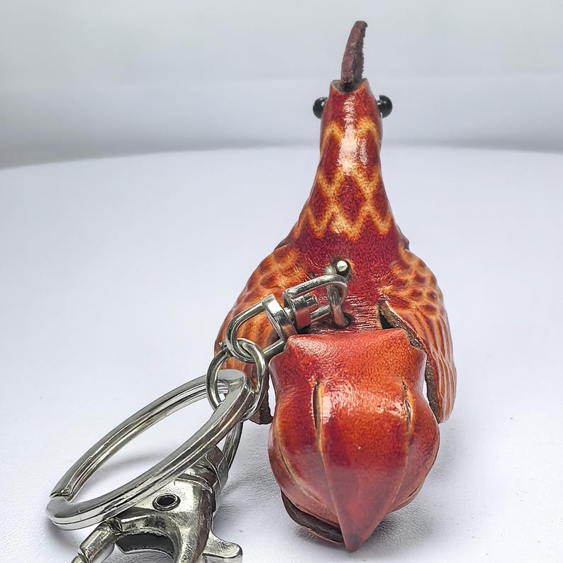 Genuine Handmade Leather Rooster Keychain, car keychain, animal key ring cartoon creative key pendant handmade small ornament